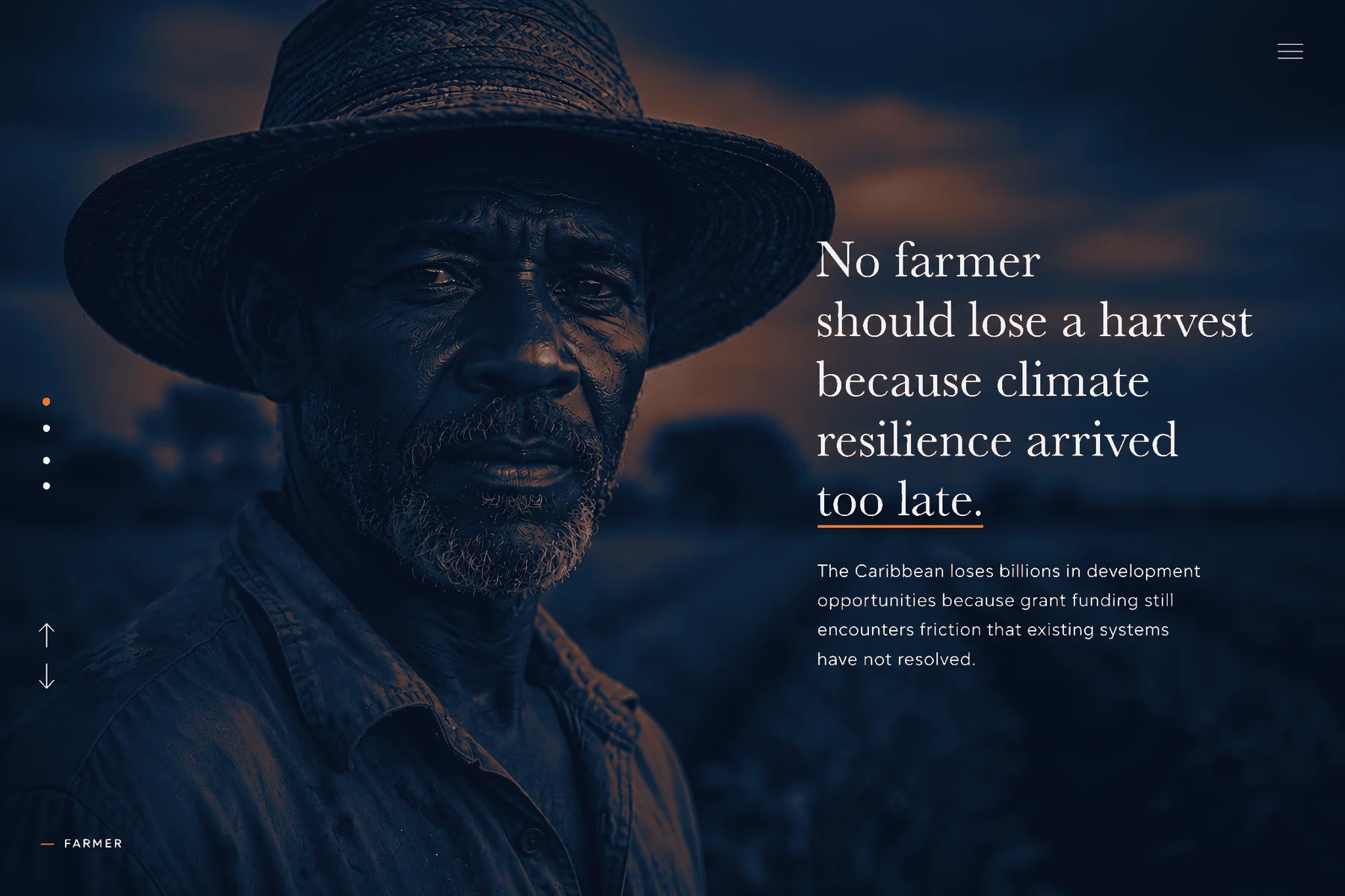 Caribbean farmer standing in a field